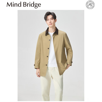 Mind Bridge2025 early spring new men's business casual mid-length coat coat spliced lapel windbreaker Mind Bridge2025 early spring new men's business casual mid-length coat coat spliced lapel windbreaker