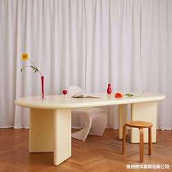 Nordic solid wood personalized dining table oval long table simple designer desk workbench modern negotiation long table Nordic solid wood personalized dining table oval long table simple designer desk workbench modern negotiation long table