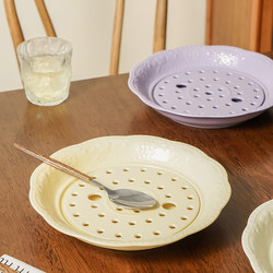 High-End Dumpling Plate, Ceramic Draining Plate for Holding Dumplings, Water-Draining Plate for Home Use, High-End Dumpling Tray for Food Draining High-End Dumpling Plate, Ceramic Draining Plate for Holding Dumplings, Water-Draining Plate for Home Use, High-End Dumpling Tray for Food Draining