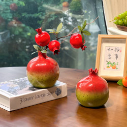Pomegranate Ceramic Vase Ornament for Flower Arrangement, Light Luxury, High-End Feel, Red Festive Decoration for Entryway and Dining Table, Floral Art Small Ornament Pomegranate Ceramic Vase Ornament for Flower Arrangement, Light Luxury, High-End Feel, Red Festive Decoration for Entryway and Dining Table, Floral Art Small Ornament