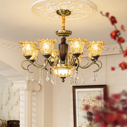 Yijian French-Style Mid-Century Living Room Chandelier 2025 New Model Hall Crystal Ceiling Lamp American Retro Bedroom Main Light Yijian French-Style Mid-Century Living Room Chandelier 2025 New Model Hall Crystal Ceiling Lamp American Retro Bedroom Main Light