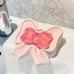Creative cute bow D bow soap dish that does not accumulate water, no punching hole, bathroom drain, light luxury soap dish Creative cute bow D bow soap dish that does not accumulate water, no punching hole, bathroom drain, light luxury soap dish