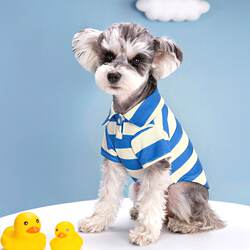 ins summer pet dog clothing four-season POLO shirt lapel elastic T-shirt cat stripe breathable clothes ins summer pet dog clothing four-season POLO shirt lapel elastic T-shirt cat stripe breathable clothes