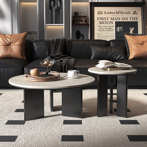 Wasabi style coffee table combination new minimalist rock slab household living room light luxury high-end round solid wood small table 
Wasabi style coffee table combination new minimalist rock slab household living room light luxury high-end round solid wood small table