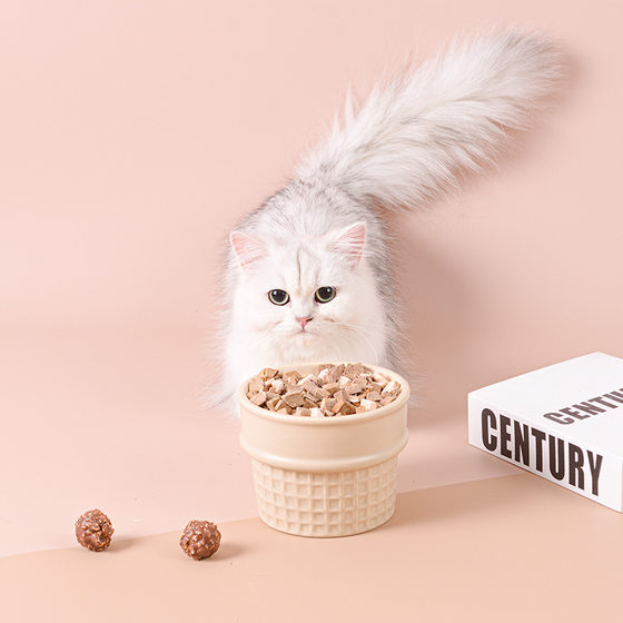 Cone-shaped ceramic pet bowl, tall and short feet, care for cervical vertebrae ice cream puppies, cat food bowl, water bowl, pet supplies Cone-shaped ceramic pet bowl, tall and short feet, care for cervical vertebrae ice cream puppies, cat food bowl, water bowl, pet supplies