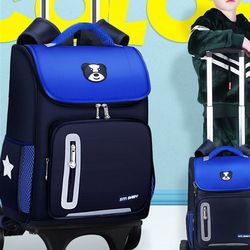 Elementary school boy's school bag trolley school bag can climb stairs elementary school children's waterproof hand push suitcase with wheels Elementary school boy's school bag trolley school bag can climb stairs elementary school children's waterproof hand push suitcase with wheels