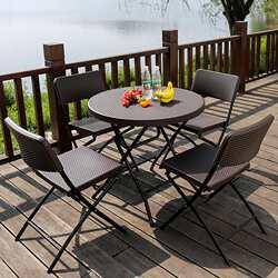 Outdoor rattan folding table and chair combination balcony small table and chair rattan chair rattan table 5-piece set courtyard terrace garden chair Outdoor rattan folding table and chair combination balcony small table and chair rattan chair rattan table 5-piece set courtyard terrace garden chair