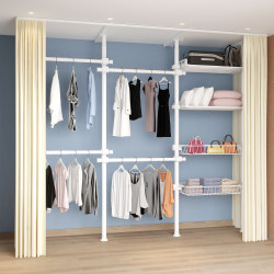 Metal Wardrobe Frame, Open Style, for Home Bedroom, Simple and Modern, Fully Hanging, Small Apartment, No Drilling Required, Easy-To-Assemble Walk-In Closet Metal Wardrobe Frame, Open Style, for Home Bedroom, Simple and Modern, Fully Hanging, Small Apartment, No Drilling Required, Easy-To-Assemble Walk-In Closet