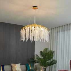 Modern simple living room light French luxury dining room bedroom ceiling light branch star anise bead tassel crystal chandelier lamp Modern simple living room light French luxury dining room bedroom ceiling light branch star anise bead tassel crystal chandelier lamp