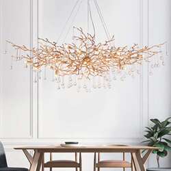 All copper serip French light luxury crystal chandelier tree branch villa living room creative bar designer water drop chandelier All copper serip French light luxury crystal chandelier tree branch villa living room creative bar designer water drop chandelier