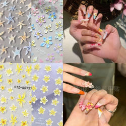 Hawaii Island Plumeria Embossed Nail Art Sticker Hawaii Island Plumeria Embossed Nail Art Sticker