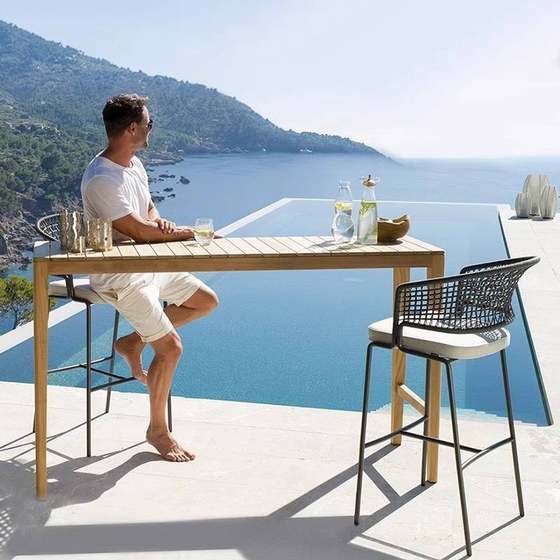 Outdoor tables and chair, rattan bars courtyard bar restaurant open -air dining chair outdoor balcony high chair combination three -piece Outdoor tables and chair, rattan bars courtyard bar restaurant open -air dining chair outdoor balcony high chair combination three -piece