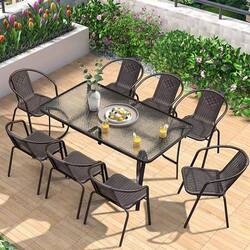 Outdoor balcony leisure table and chair combination courtyard simple outdoor wrought iron open-air chair terrace dining table garden dining table and chairs Outdoor balcony leisure table and chair combination courtyard simple outdoor wrought iron open-air chair terrace dining table garden dining table and chairs
