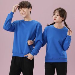 Pure cotton round neck sweatshirt group clothes custom printed LOGO plus velvet thickening class uniforms work clothes for class reunion activities Pure cotton round neck sweatshirt group clothes custom printed LOGO plus velvet thickening class uniforms work clothes for class reunion activities