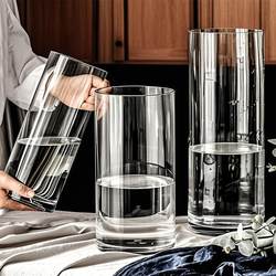 Simple Glass Vase, Transparent, for Living Room, Flower Arrangement, Water Bamboo, Lucky Bamboo, Dried Flowers, Extra-Large Floor-Standing Ornament, Creative Straight Tube Simple Glass Vase, Transparent, for Living Room, Flower Arrangement, Water Bamboo, Lucky Bamboo, Dried Flowers, Extra-Large Floor-Standing Ornament, Creative Straight Tube