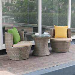 Balcony table and chair three-piece set lazy rattan chair coffee table leisure small rattan chair outdoor courtyard combination garden table Balcony table and chair three-piece set lazy rattan chair coffee table leisure small rattan chair outdoor courtyard combination garden table
