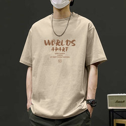 Jumaton 2025 Summer New Pure Cotton T-Shirt Men's American Style Loose Thin Men's T-Shirt White Short-Sleeve T-Shirt Jumaton 2025 Summer New Pure Cotton T-Shirt Men's American Style Loose Thin Men's T-Shirt White Short-Sleeve T-Shirt