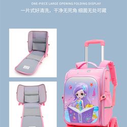 Elementary school students' trolley schoolbag girls' 2-6th grade load-reducing waterproof lightweight large-capacity disassembly children's drag schoolbag Elementary school students' trolley schoolbag girls' 2-6th grade load-reducing waterproof lightweight large-capacity disassembly children's drag schoolbag