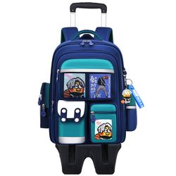 Popular trolley schoolbags, primary school students' schoolbags, load-reducing trolley children's backpacks, large-capacity stair-climbing boys' schoolbags Popular trolley schoolbags, primary school students' schoolbags, load-reducing trolley children's backpacks, large-capacity stair-climbing boys' schoolbags