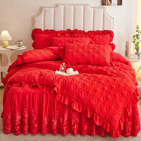 Class A soybean cotton bed skirt style four-piece set wedding wedding big red full-added cotton bed sheet quilt cover bedding
Class A soybean cotton bed skirt style four-piece set wedding wedding big red full-added cotton bed sheet quilt cover bedding