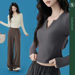ZHRSPORTS tennis wear sports long-sleeved autumn small v-neck slim inner layering shirt badminton top T-shirt ZHRSPORTS tennis wear sports long-sleeved autumn small v-neck slim inner layering shirt badminton top T-shirt