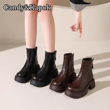 Candy/Kapok British style versatile short boots Candy/Kapok British style versatile short boots