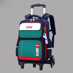 Trolley school bag for children, boys, primary school students, third to sixth grade, large capacity, stair-climbing, hand-drag backpack, four Trolley school bag for children, boys, primary school students, third to sixth grade, large capacity, stair-climbing, hand-drag backpack, four