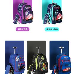 Trolley school bag for grade 2~6 primary school students with large wheels for climbing stairs Large capacity travel bag for boys and girls for junior high school students Trolley school bag for grade 2~6 primary school students with large wheels for climbing stairs Large capacity travel bag for boys and girls for junior high school students