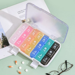 Large-capacity portable medicine box for breakfast, lunch and evening, 7-day reminder for the week, medicine divider, household moisture-proof storage small medicine box Large-capacity portable medicine box for breakfast, lunch and evening, 7-day reminder for the week, medicine divider, household moisture-proof storage small medicine box
