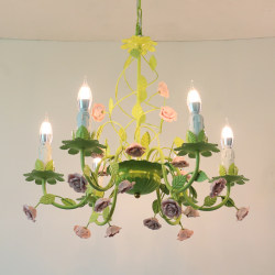 Simple pastoral style warm bedroom lamp dining room chandeliers study lamp iron flower and grass personality flower branch lamp Simple pastoral style warm bedroom lamp dining room chandeliers study lamp iron flower and grass personality flower branch lamp