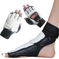 Taekwondo Sanda training hand and foot protection set, protective equipment, thickened boxing half-finger gloves for adults and children Taekwondo Sanda training hand and foot protection set, protective equipment, thickened boxing half-finger gloves for adults and children