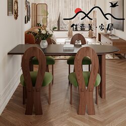 Jiajiamei Home Furnishing all solid wood retro style dining table and chair combination home small apartment restaurant dining table antique style dining table Jiajiamei Home Furnishing all solid wood retro style dining table and chair combination home small apartment restaurant dining table antique style dining table