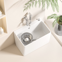 Ceramic mop pool square balcony mop pool mop pool double drive floor mop basin rotating mop bucket side drainage Ceramic mop pool square balcony mop pool mop pool double drive floor mop basin rotating mop bucket side drainage