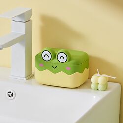 Little frog soap box double layer drainable box with lid large household bathroom N cute soap box 2025 new Little frog soap box double layer drainable box with lid large household bathroom N cute soap box 2025 new
