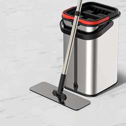 Stainless steel scratch mop household lazy mopping artifact dry and wet separation hand-washable flat mop one mop Stainless steel scratch mop household lazy mopping artifact dry and wet separation hand-washable flat mop one mop