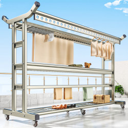 Villa Clothes Drying Rack, Floor-Standing Balcony Household Outdoor Drying Pole, Large Mobile Outdoor Courtyard Drying Rack, Quilt Drying Tool Villa Clothes Drying Rack, Floor-Standing Balcony Household Outdoor Drying Pole, Large Mobile Outdoor Courtyard Drying Rack, Quilt Drying Tool