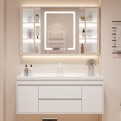 Light Luxury Solid Wood Ceramic Integrated Basin Bathroom Cabinet Bathroom Sink Modern Simple Hand Wash Basin Cabinet Combination Light Luxury Solid Wood Ceramic Integrated Basin Bathroom Cabinet Bathroom Sink Modern Simple Hand Wash Basin Cabinet Combination