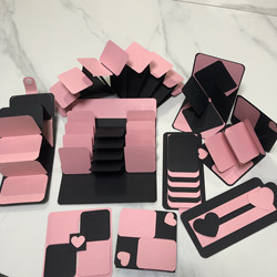 Pop-Up Book DIY Mechanism Holiday Gift High-Value Finished Pop-Up Photo Album Black and Pink Set Pop-Up Book DIY Mechanism Holiday Gift High-Value Finished Pop-Up Photo Album Black and Pink Set