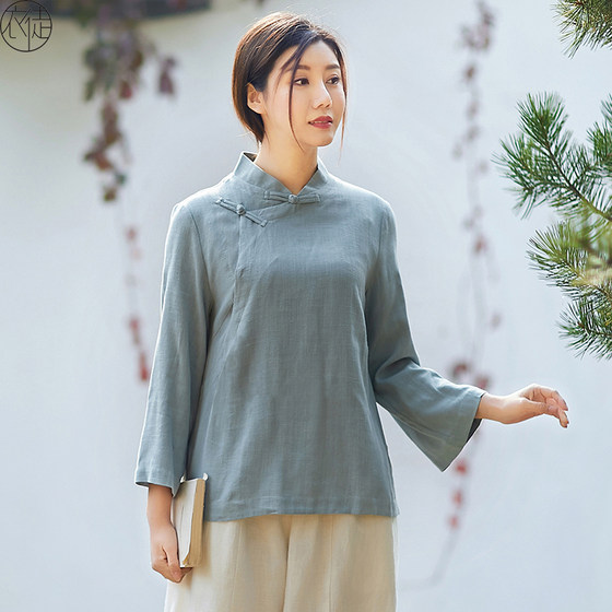 Improved Tang suit Hanfu tray button top Chinese style spring and autumn long-sleeved tea clothes for women Zen women's retro Chinese Zen clothes
Improved Tang suit Hanfu tray button top Chinese style spring and autumn long-sleeved tea clothes for women Zen women's retro Chinese Zen clothes