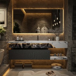 Accessible Luxury hotel-style double-layer Accessible Luxury bathroom cabinet combination rock plate ceramic integrated basin bathroom wash basin cabinet combination Accessible Luxury hotel-style double-layer Accessible Luxury bathroom cabinet combination rock plate ceramic integrated basin bathroom wash basin cabinet combination