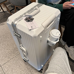 Large-Capacity Aluminum Frame Suitcase, Multi-Functional Trolley Case, 30inch Leather Suitcase with Universal Wheels, New Travel Case for Men and Women, 28 Large-Capacity Aluminum Frame Suitcase, Multi-Functional Trolley Case, 30inch Leather Suitcase with Universal Wheels, New Travel Case for Men and Women, 28