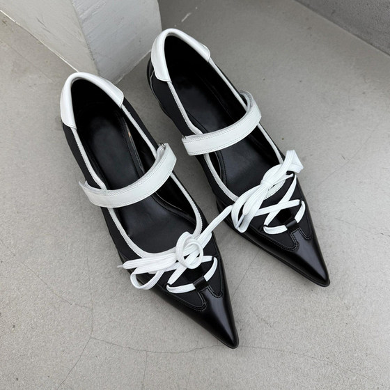 High-end pointed toe lace-up ballet single shoes for women hot girls black Mary Jane shoes design niche floating high heels
High-end pointed toe lace-up ballet single shoes for women hot girls black Mary Jane shoes design niche floating high heels