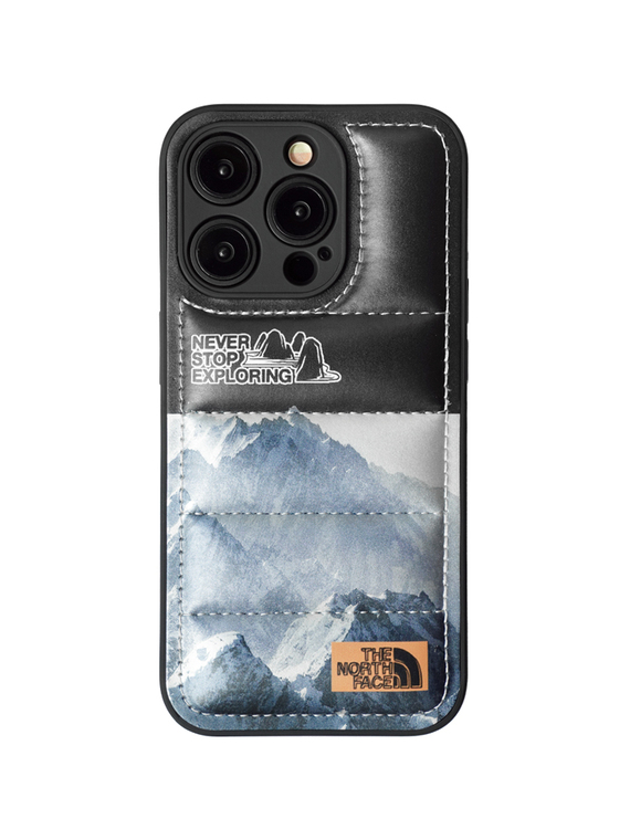 Never Stop Exploring The North Face Puffy Puffer Down Jacket 15, 14, 13, 12, 11 iPhone Case