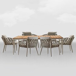 Nordic Outdoor Table and Chair Set, Simple and Casual, Suitable for Courtyard, Villa, Dining Table and Chairs, Balcony, Outdoor Rattan Furniture, Waterproof and Sun-Resistant Nordic Outdoor Table and Chair Set, Simple and Casual, Suitable for Courtyard, Villa, Dining Table and Chairs, Balcony, Outdoor Rattan Furniture, Waterproof and Sun-Resistant