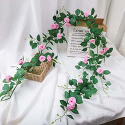 Artificial Flower Vines Decorate Air Conditioning Pipes, Cover and Wrap Around Walls and Ceilings, Green Plants, Roses, Fake Flower Vines Artificial Flower Vines Decorate Air Conditioning Pipes, Cover and Wrap Around Walls and Ceilings, Green Plants, Roses, Fake Flower Vines