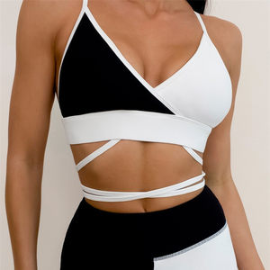 European and American stitching contrasting color sports bra for women shock-proof running sexy push-up bra yoga fitness strappy vest European and American stitching contrasting color sports bra for women shock-proof running sexy push-up bra yoga fitness strappy vest