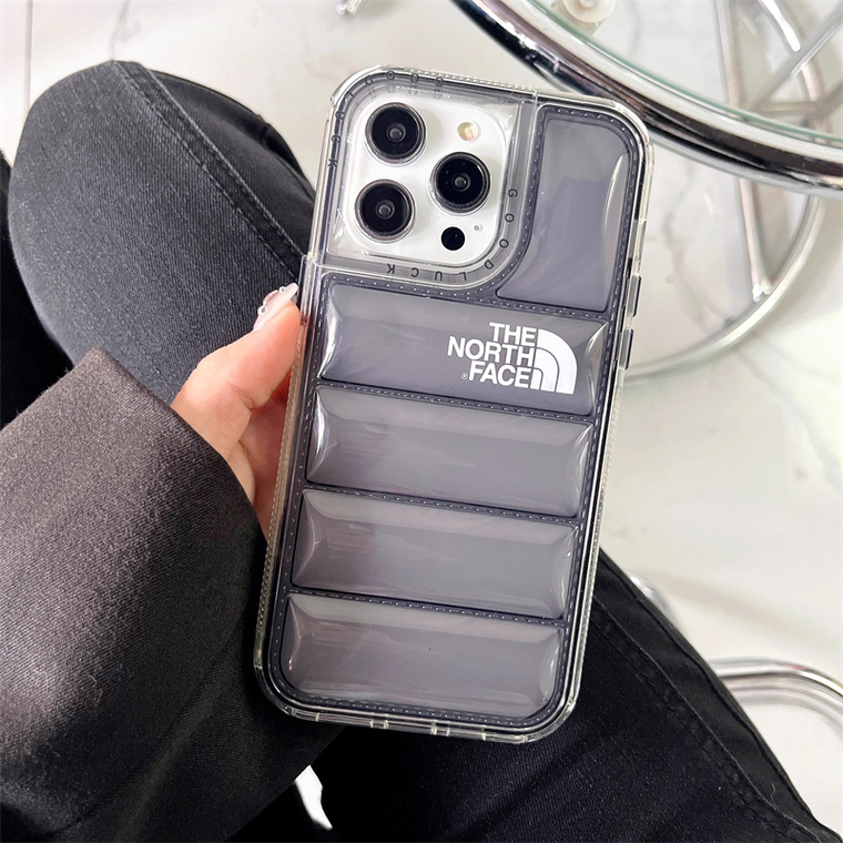 The North Face Transparent Clear Silicone TPU Puffer Style 15, 14, 13, 12 iPhone Case