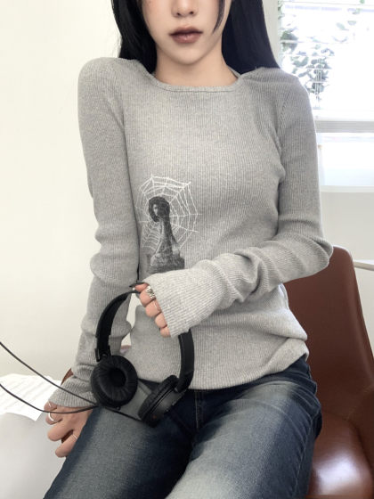 eihey, hey new style wearing fashionable women's design sense niche sweater slim long sleeve bottoming shirt top eihey, hey new style wearing fashionable women's design sense niche sweater slim long sleeve bottoming shirt top