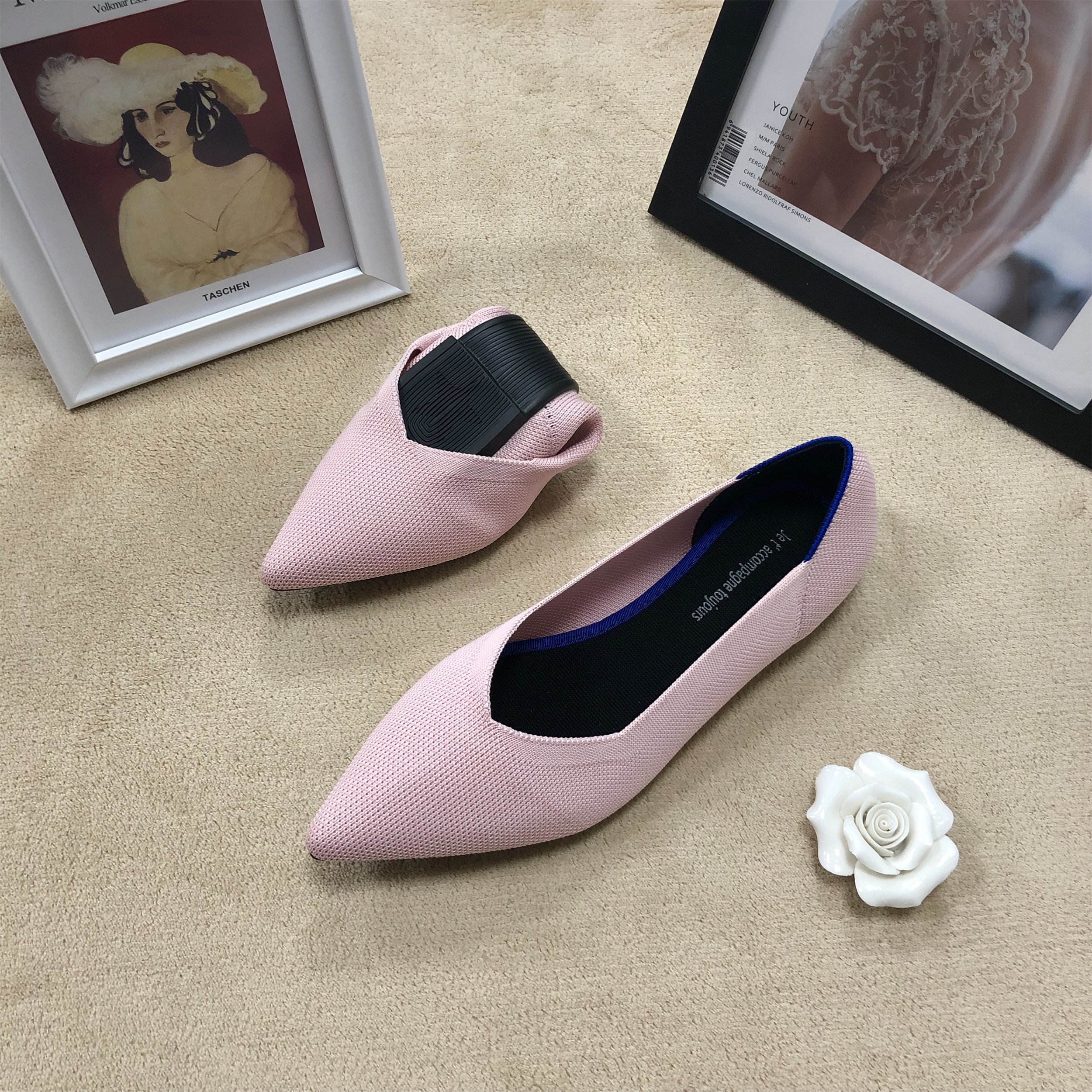 Zapatos Planos de Mujer con Punta Zapatos Casuales Trenzados de