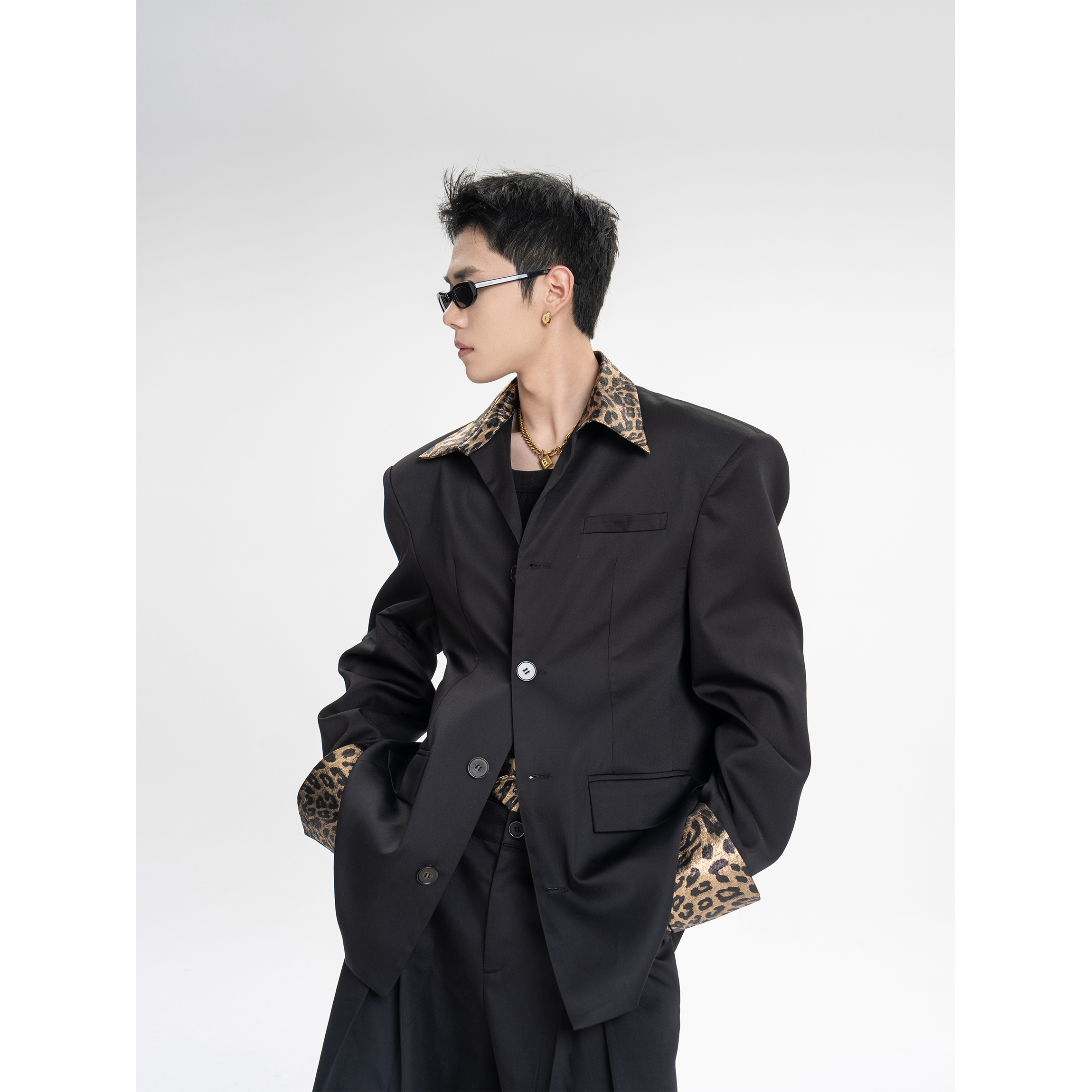 Dbw doublewin Leopard Print Suit Jacket - Men's Loose Fit